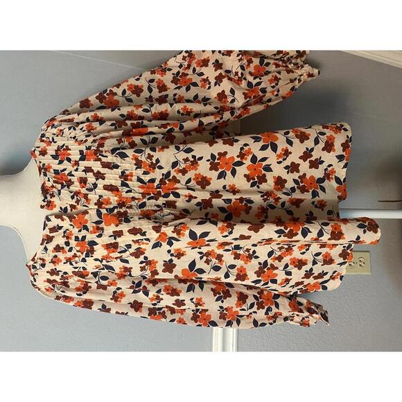 Elizabeth and James Floral Print Bohemian Blouse 100% Cotton Large - Picture 6 of 15